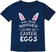 [Tstars] Trade Brother for Easter Eggs Siblings Toddler Kids T-Shirt 5/6 Navy