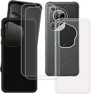 LCEHTOGYE Case for Fossibot F112 Pro + 2 Pcs Tempered Glass Screen Protector, Slim Transparent + Black Soft TPU Bumper Protective Phone Case Cover for Fossibot F112 Pro (6,88")
