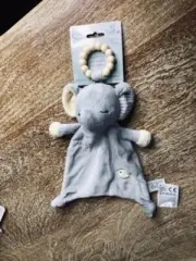 DOUGLAS BABY Plush Lovey Security Blanket Teether 10" Elephant Gray NEW