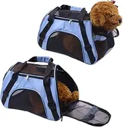 COLLBATH Portable Pet Carrier Backpack for Dogs and Cats S Blue Breathable Mesh for Outdoor Travel Sightseeing and Camping Safety Zippers Included