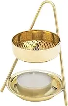 Premium Brass Golden Color Tealight Candle Style Incense Resin Burner | Dhoop Dhuni Burner Sambrani Dhoop For Fragrance And Spiritual Atmosphere For Home, Temple, Prayer Room - Set Of 1 Incense Burner