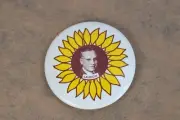 Alf Landon Campaign Button – 1936 Sunflower Design Kansas Political Pin Repro