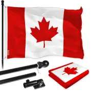 Combo Pack: 5 Ft Tangle Free Aluminum Spinning Flagpole (Black) & Canada