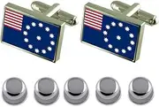 [Select Gifts] Shirt Dress Studs Easton City USA Flag Cufflinks