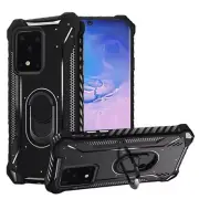 For Samsung S20 Ultra 6.9" Shockproof Metal Jacket Ring Stand Case BLACK