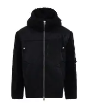 panelled zip-up hooded jacket 1,2,4 Black