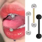 4Pcs Heart Zircon Tounge Rings Bars Barbell Tongue Piercing Women Body Jewel$k