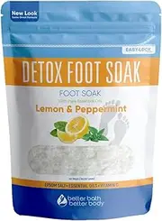 Better Bath Better Body Epsom Salt Foot Soak 32oz (2-Lbs) With Lemon, Peppermint, Frankincense, Lavender Essential Oils - Natural Detox For Your Feet - BPA Free Press-Lock Pouch