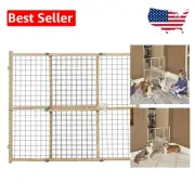 Pet Gate with Natural Wood Finish - Portable and Adjustable, Fits Wide Openings