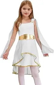 [Loodgao] Kids Girls Halloween Ancient Greek Toga Dress Athena Goddesses Roman Egypt Princess Fancy Dress Up