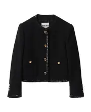 Miu Miu Sequined Crewneck Button-Up Jacket IT40,IT38,IT36 black
