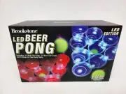 LED BEER PONG Set Brookstone Glow in the Dark Balls NEW