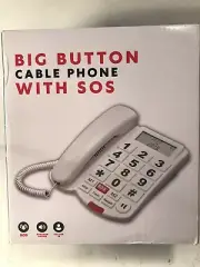 Big Button Landline Phone With SOS and Hearing Aid Compatibility - NEW in box