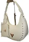 Valentino Orlandi Studded Vegan Leather in Bone Hobo Shoulder Bag + Wallet NWT!