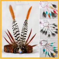 在飛比找蝦皮購物優惠-🎠演出服🎠印第安酋長頭飾 野人羽毛頭飾 波西米亞民族風孔雀羽