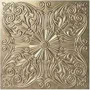Art3d Decorative Ceiling Tile 2x2 Glue up, Lay in Ceiling Tile 24x24 Pack of 12pcs Spanish Floral in Antique Gold