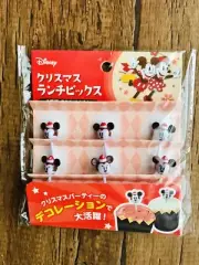 6p Christmas Mickey Minnie Mouse Disney Santa Claus Food Pick Picks Lunch box