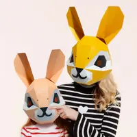 在飛比找蝦皮購物優惠-【飯飯優選】兔子頭套 免剪裁劃線 立體紙模型 手工 DIY 