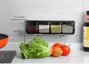 Wall-mounted Seasoning Box Salt Pepper Spice Condiment Jar Organizer For Kitchen