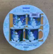 New in Box SAKURA “SNOW PALS” SNOWMAN MUGS Zulauf Stoneware NIB