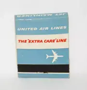 United Airlines Book of Matches The "Extra Care" Line Unstruck 1954 Old Logo UA
