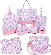 COLORFUL CANDY STYLE NT181100 Kindergarten Entrance 7-Piece Set, Water Repellent, Lightweight Type (Lesson Bag and Reflector), Lesson Bag, Kindergarten Bag, Shoe Case, Gymnastics Clothing Bag, Lunch