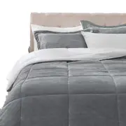 Charcoal Ultra Soft Sherpa Comforter Bed Set