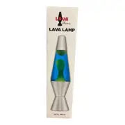 NIB The Original 14.5in Lava Lamp Retro Light 25W Bulb Yellow Lava Blue Liquid