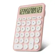 Cute Calculators Desktop Size 16 x 11cm, Battery 12 Digit Desk Calculator Extra Large LCD Display, Pink