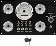 Boat Dashboard Instrument Panel 5 Gauge Instrument Panel 7 Colors Backlight Oil Pressure Voltage Display Replacement for Marine Boat Yacht 24V
