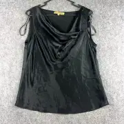 David Lawrence Womens Blouse Size 10 Black Silk Sleeveless Cowl Neck Top NWT