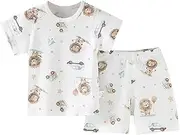 [Generic] Big Kids Pajamas Set - Cotton Thin Homewear for Boys and Girls Summer Wear