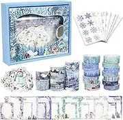 YUBBAEX Winter Washi Tape & Sticker Pack Snow Landscaping Masking Tapes Scrapbook Paper Holiday Decorative for Arts, DIY Crafts, Journal Supplies, Scrapbook, Card/Gift Wrapping