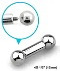4G 1/2" - 12mm 316L Surgical Steel Tongue Ring Barbell