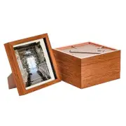 5x Dark Wood 8" x 8" Acrylic 3D Box Photo Picture Frame - Ivory 6" x 6" Mount