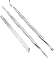 Healvian Manicure Set Professional 3pcs Nail Cleaner Cuticle Knife Fork Nail Brush for Home Use