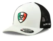 Ariat Western Hat Mens Cap Shield Mexico Flag Colors Mesh Snap White