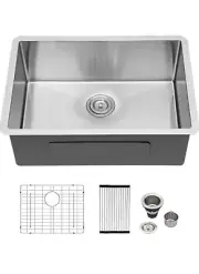 LOGMEY 26"x18"x9" Undermount Kitchen Sink 16 Gauge Stailess Steel Single Bowl