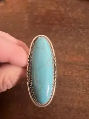 Native American Womens Navajo BluishGreen Turquoise Stunning Large Ring Size 5 A