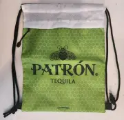 PATRON TEQUILA Drawstring Backpack, Green/White/Black, Zippered Pocket - NEW