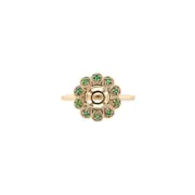 Ring Semi-Mount Round 6.5mm In 14k Yellow Gold With Emerald Accents (50249)