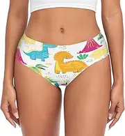 [RPLIFE] Cute Cartoon Dinosaurs Womens Breifs Underware, Breathable Underpants Women, Underwear Women Comfort, Plus Size Ladies Brief, Cute Cartoon Dinosaurs 2, XX-Large