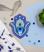 DIY Jewelry making kit Pin Brooch Amulet of Hamsa Handmade Brooches