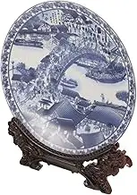 Cabilock 1 Set Blue and White Pastel Platter Decor Container Cake Decorating Photo Frame Party Decorative Hanging Plates Display Stand Easel Plate Risers White Paper Plates Salon Ceramics