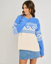 [Rip Curl] Rip Curl Women's Soleil Knit Sweater in Dark Blue Size Large L Dark Blue