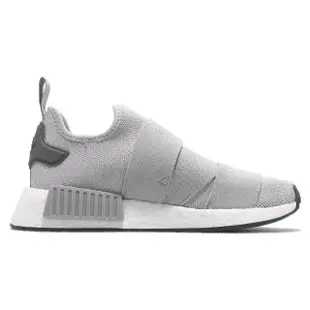 【adidas 愛迪達】休閒鞋 NMD_R1 W Strap 女鞋 灰 白 BOOST 襪套 魔鬼氈 三葉草 愛迪達(GW9470)