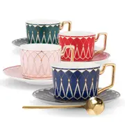 Bone China Tea Set Cup Saucer And Spoon Vintage Italian Style Ceramic Porcelain Tableware Afternoon Tea & Coffee Luxury Serveware - L�ontine Chevron