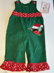 STELLY BELLY Christmas Romper 12 Months NWT Bird Ruffles Polka Dots