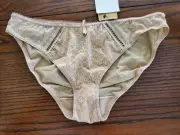 NWT RARE CHANTELLE BIKINI PANTIES LOGO MESH NUDE 3583 WR L