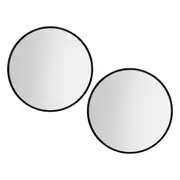 TOOLKISS 2 Wall Mirror Makeup – 90cm Round Framed Mirrors for Bathroom & Home Decor, Black MDF Frame, Premium Silver Plating, Intelligent Mist Removal, High Clarity Reflection